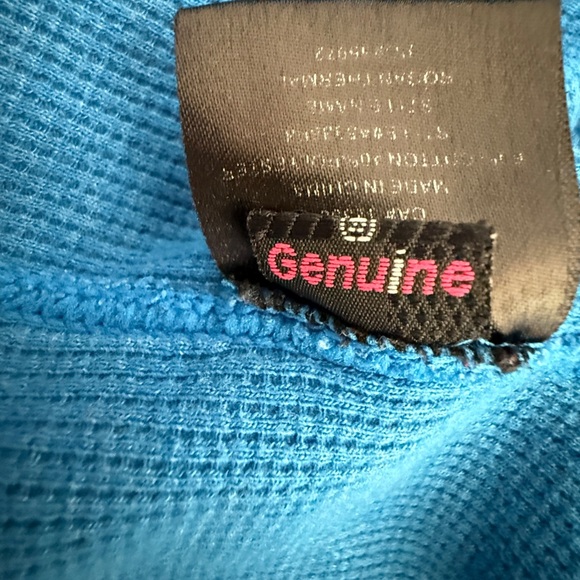 Volcom Men’s Large Blue Thermal Waffle Knit Long Sleeve Shirt Green Logo Skate - Picture 4 of 10